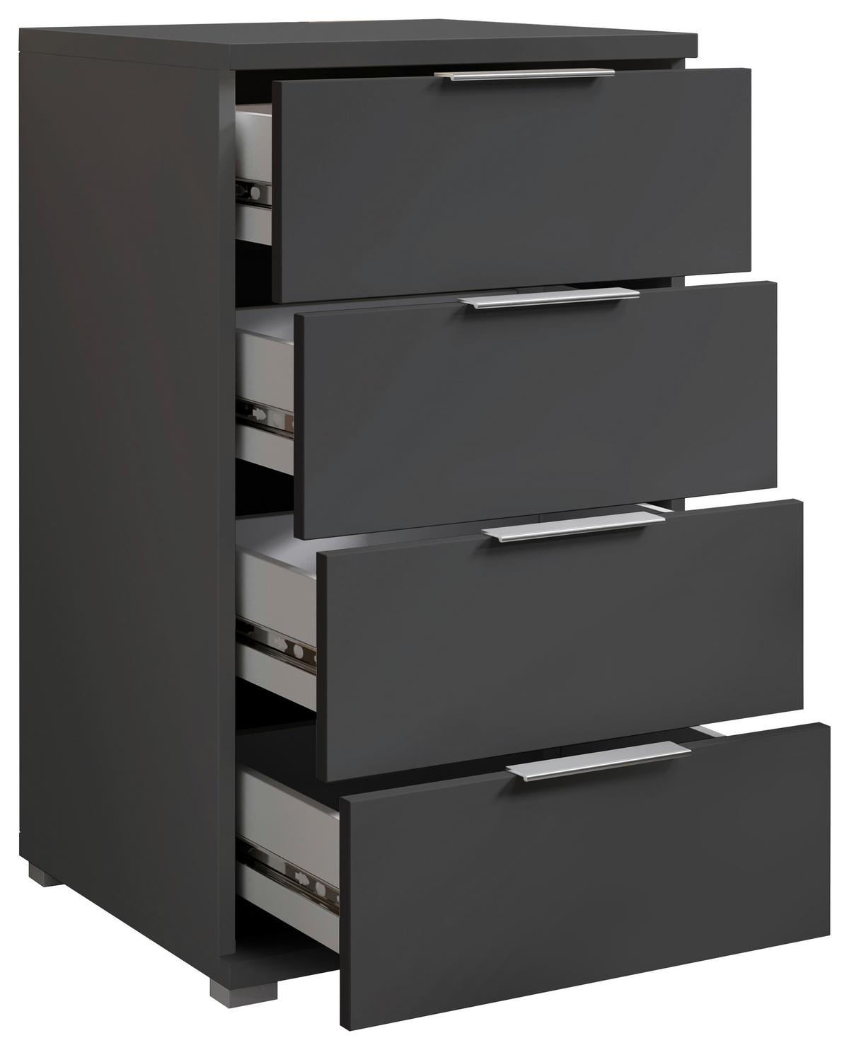 Nachtkästchen Smilla 4l G - Alufarben/Graphitfarben, KONVENTIONELL, Holzwerkstoff (46/79/42cm)