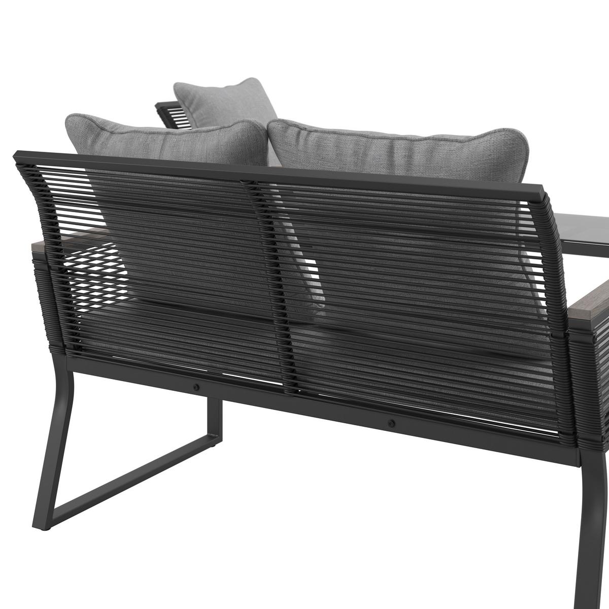 TERASOVÁ SEDACIA SÚPRAVA PAULINA - čierna/svetlosivá, Modern, kov/textil (106/74/70,5cm) - Bessagi Garden