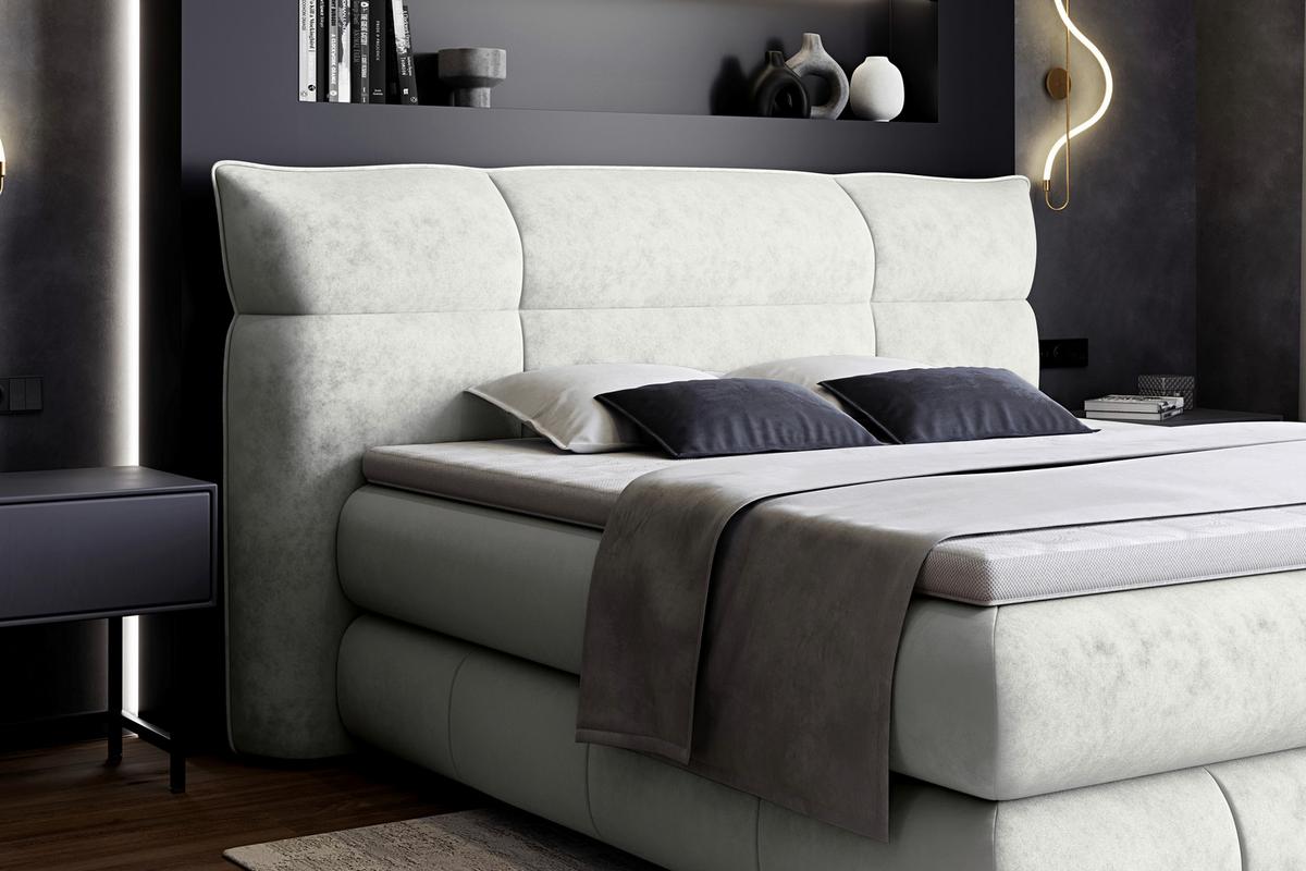 Boxspringbett Carmelo Creme 180x200 cm - Creme/Schwarz, Trend, Textil (180/200cm)