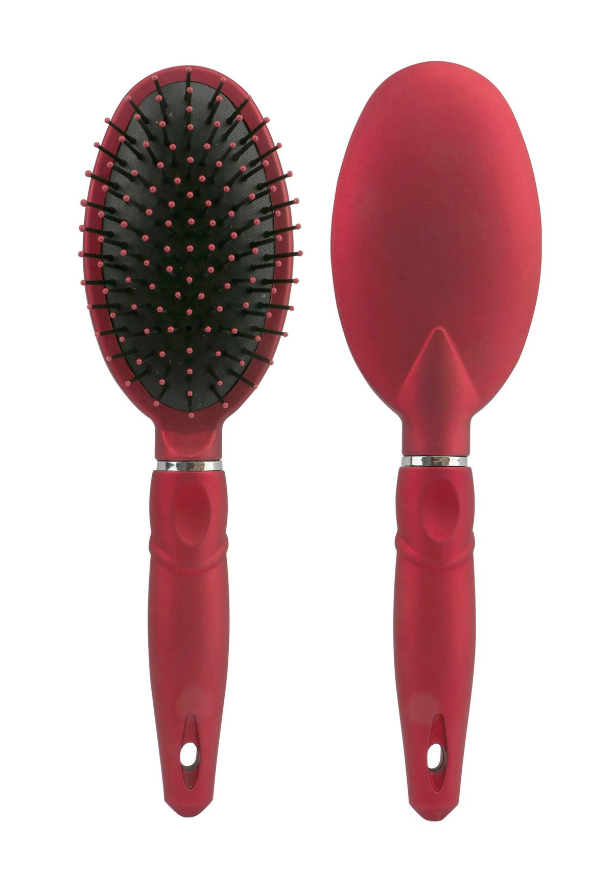 Haarbürste Jana - Rot/Schwarz, KONVENTIONELL, Kunststoff (7/24,5/3,5cm) - Ondega