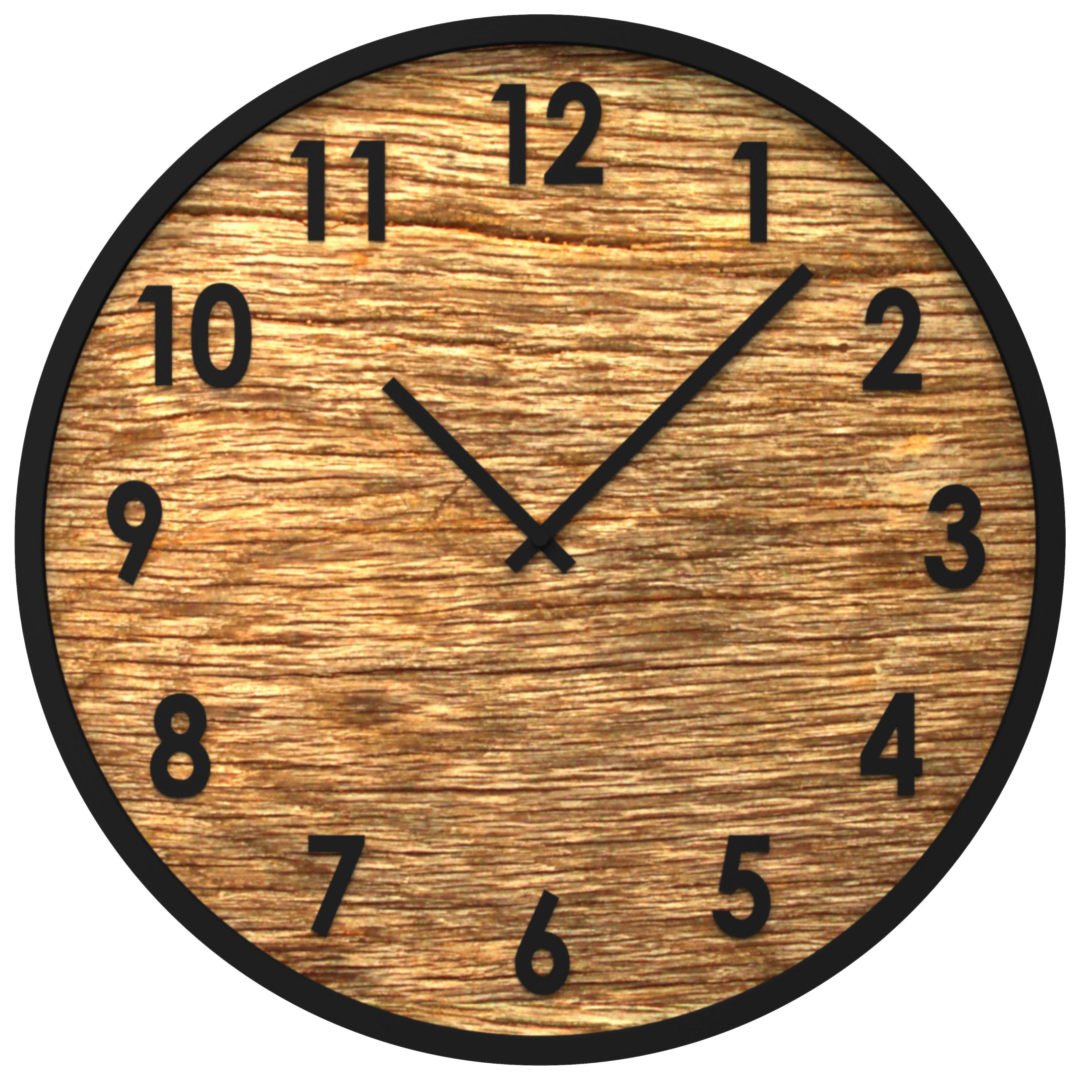 Nástenné Hodiny Sally, Ø: 30,5cm - čierna/farby vlašského orecha, kov/plast (30,5cm) - Premium Living