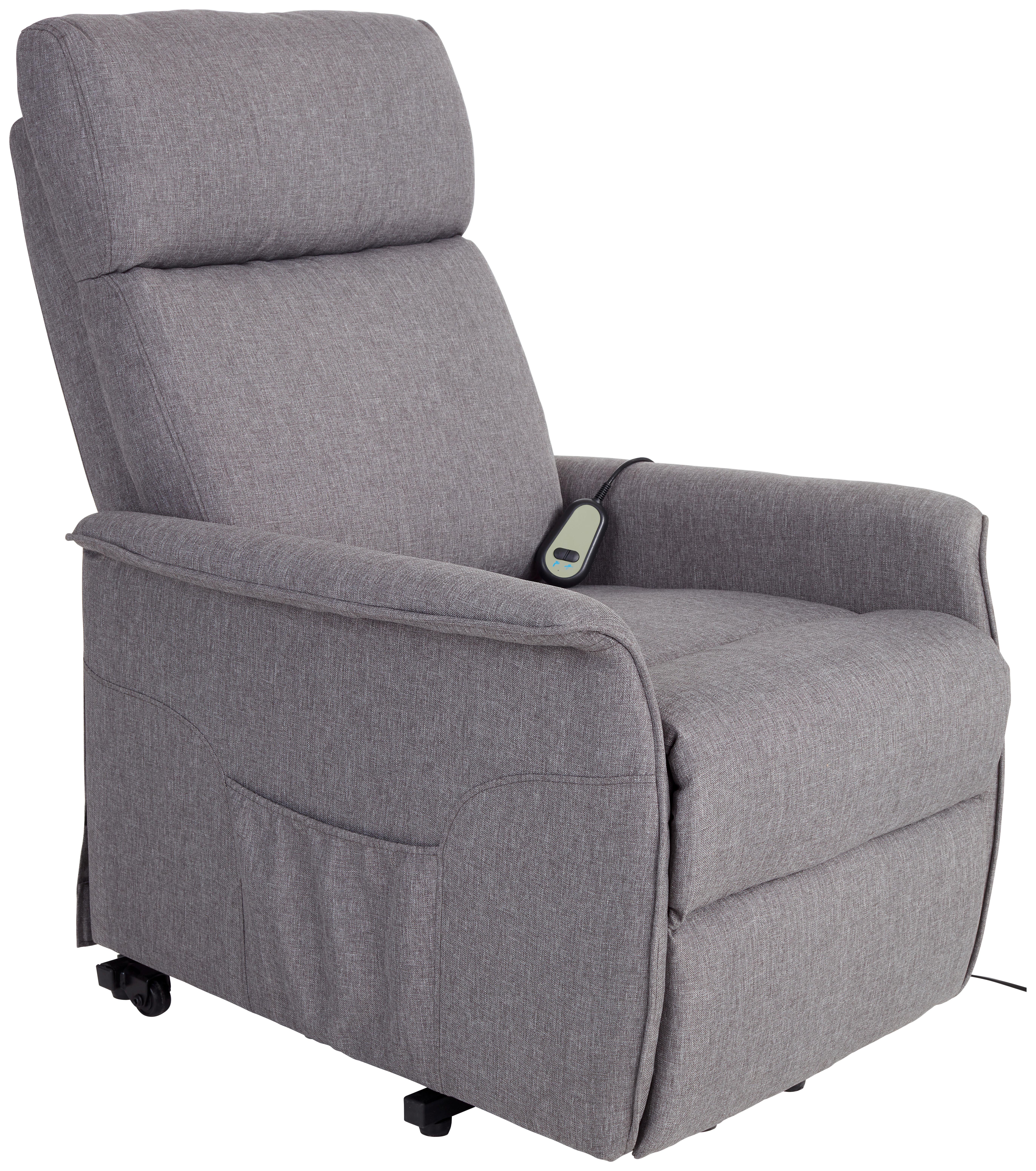 Fernsehsessel elektrisch Graham Stoffbezug Grau - Grau, KONVENTIONELL, Textil/Metall (66/80-97/90-159,5cm) - Luca Bessoni