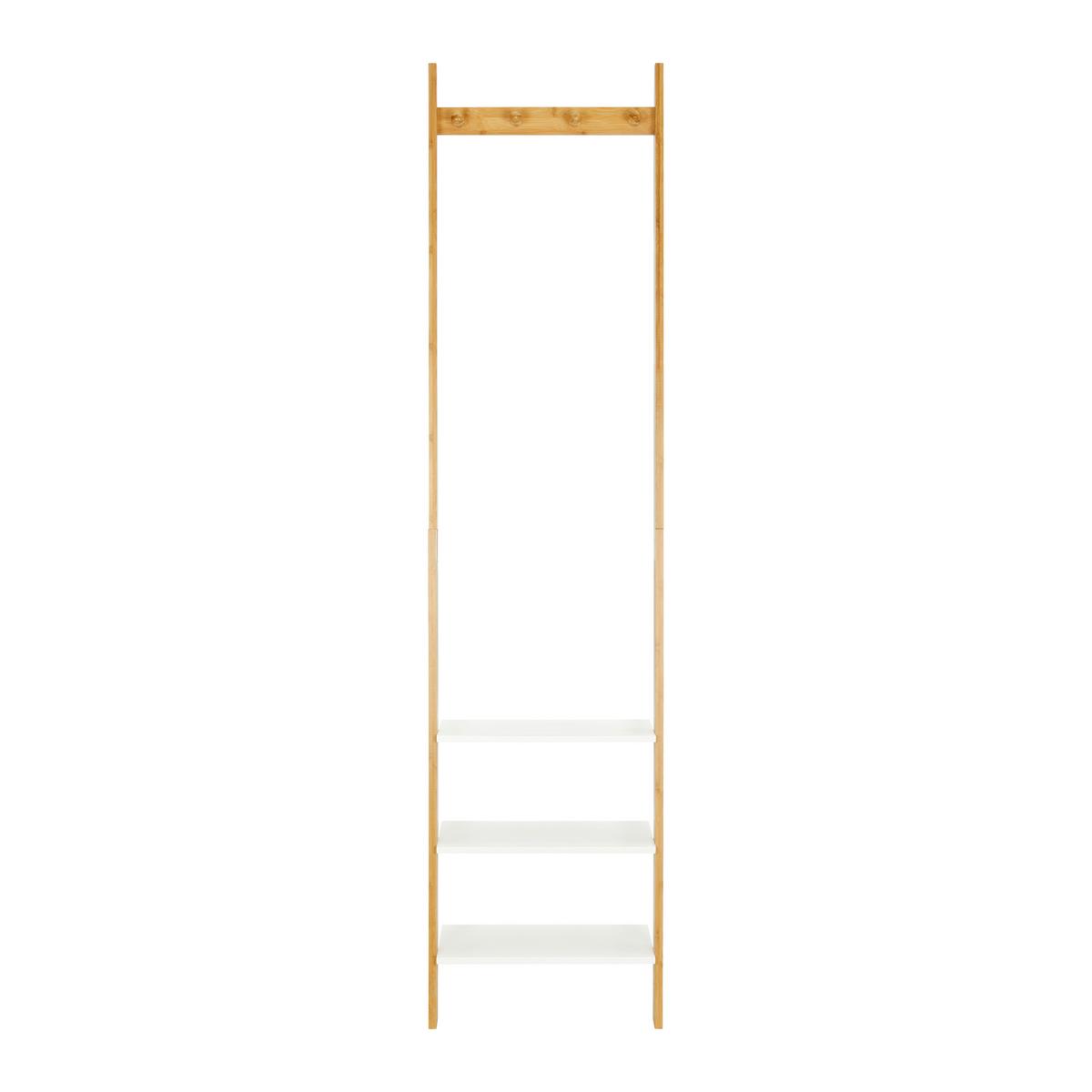 Regál z bambusu Mirela - bílá/přírodní barvy, Moderní, kompozitní dřevo/přírodní materiály (43/175/25cm) - Bessagi Home