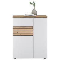 Kommode 85 Cm Milan, Weiß/eiche Dekor - Dunkelgrau/Silberfarben, Design, Holzwerkstoff (85/105/38cm) - MID.YOU