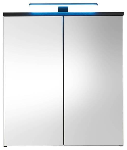 Spiegelschrank Spice mit Led 2 Türen B/H/T: 60/66,5/20 cm - Schwarz, MODERN, Glas/Holzwerkstoff (60/67/20cm) - MID.YOU