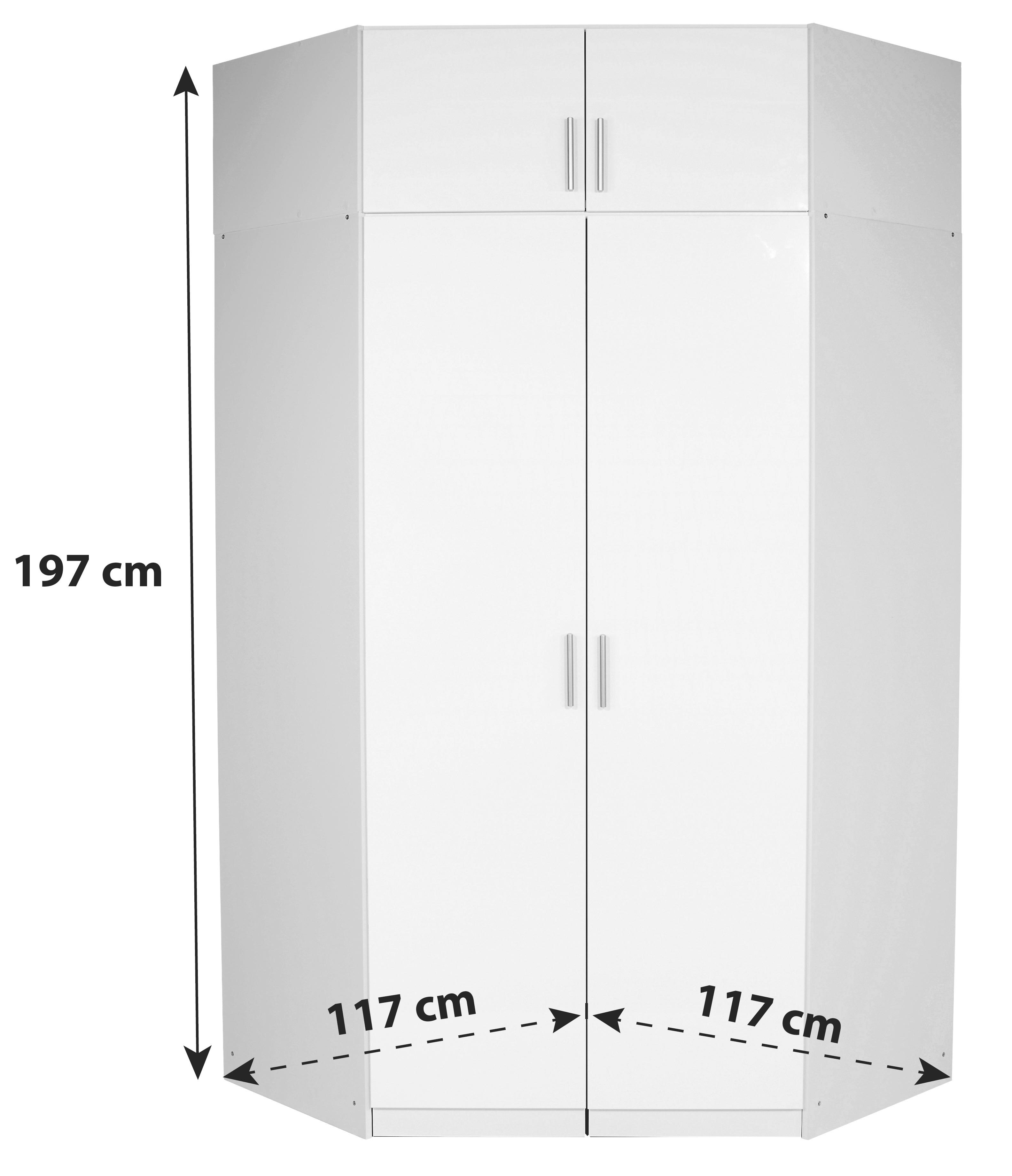 Geräumiger Eckkleiderschrank in Weiß
