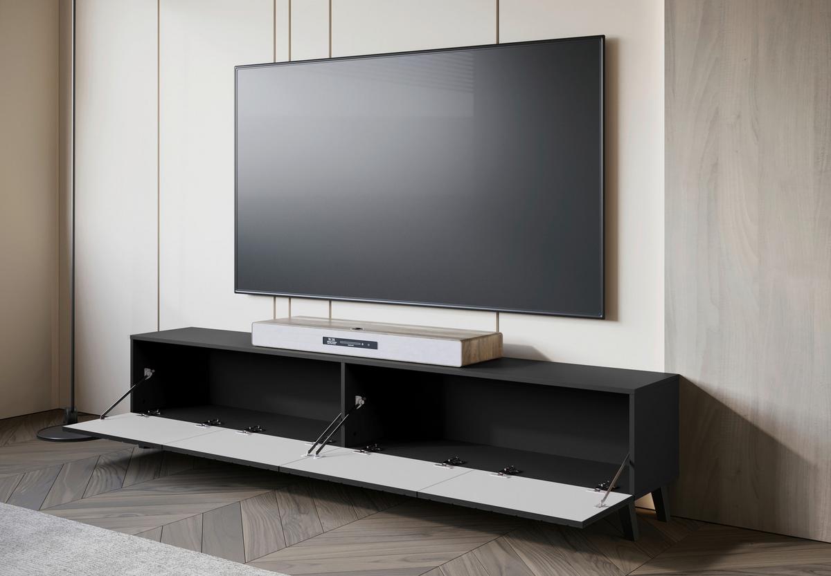 Nízká komoda PHUKET š: 190 cm - čierna, Design, kompozitné drevo/plast (190/42/32,5cm) - Livetastic