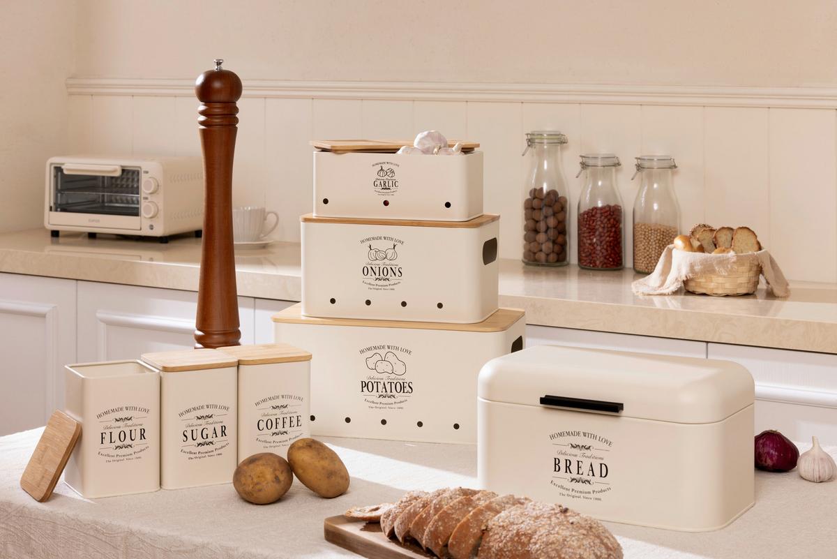 Vorratsdosenset Fanny - Schwarz/Weiß, Basics, Naturmaterialien/Metall - James Wood