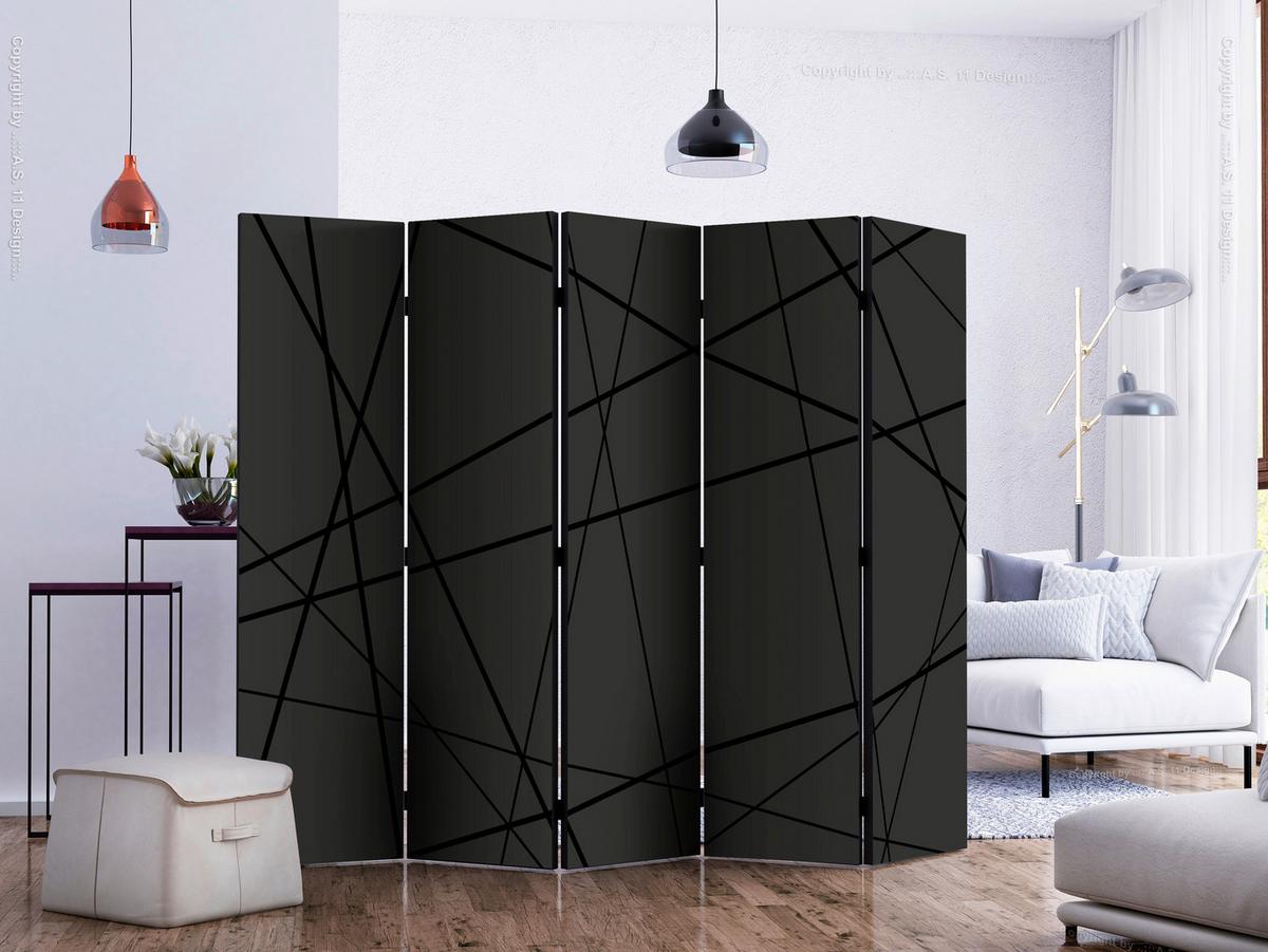 Paravent Anthrazit Schwarz B: 225 Cm - Anthrazit/Schwarz, Basics, Holz/Textil (225/172/3cm) - artgeist
