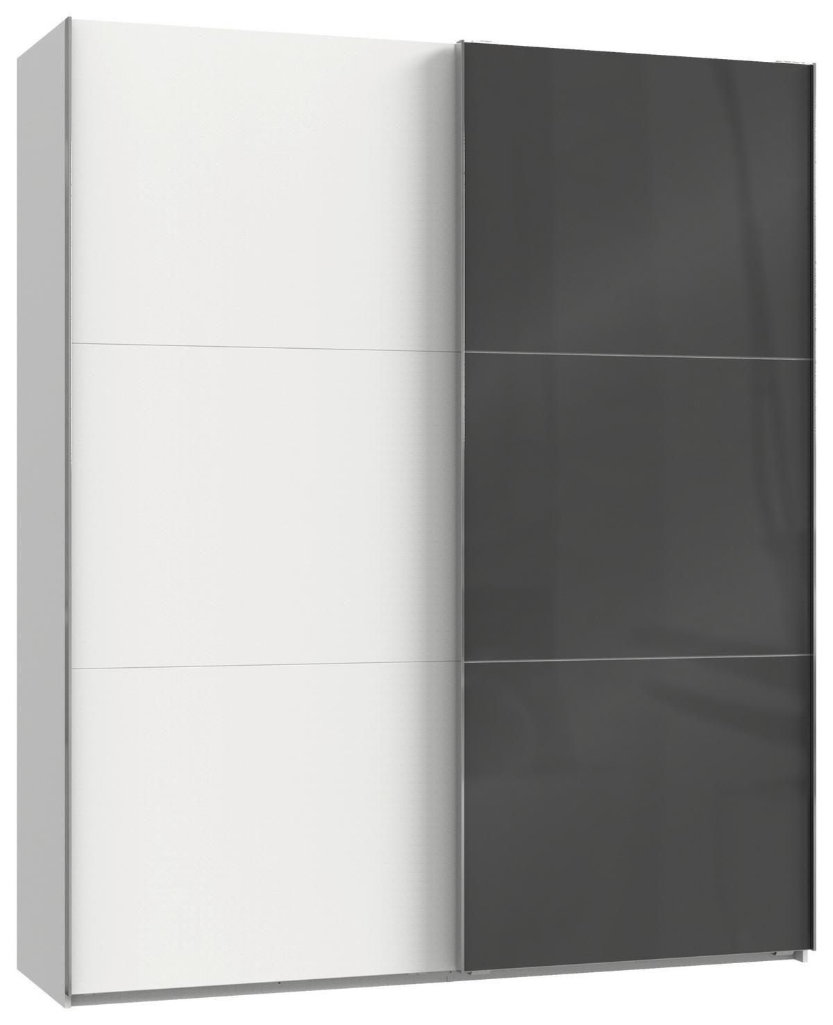 Schwebetürenschrank B: 200 Cm Level 36c Grau/weiß - Weiß/Grau, MODERN, Glas/Holzwerkstoff (200/236/65cm) - MID.YOU