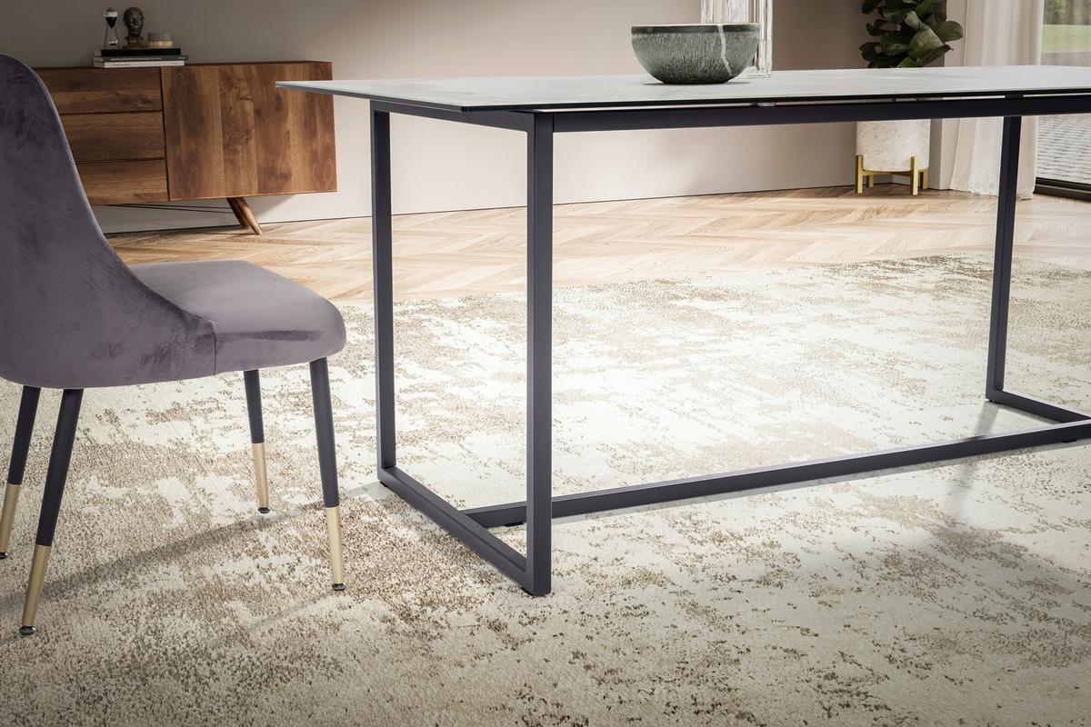 Esstisch Weiß, L: 180 cm - Schwarz/Weiß, Design, Keramik/Metall (180/90/76cm) - MID.YOU
