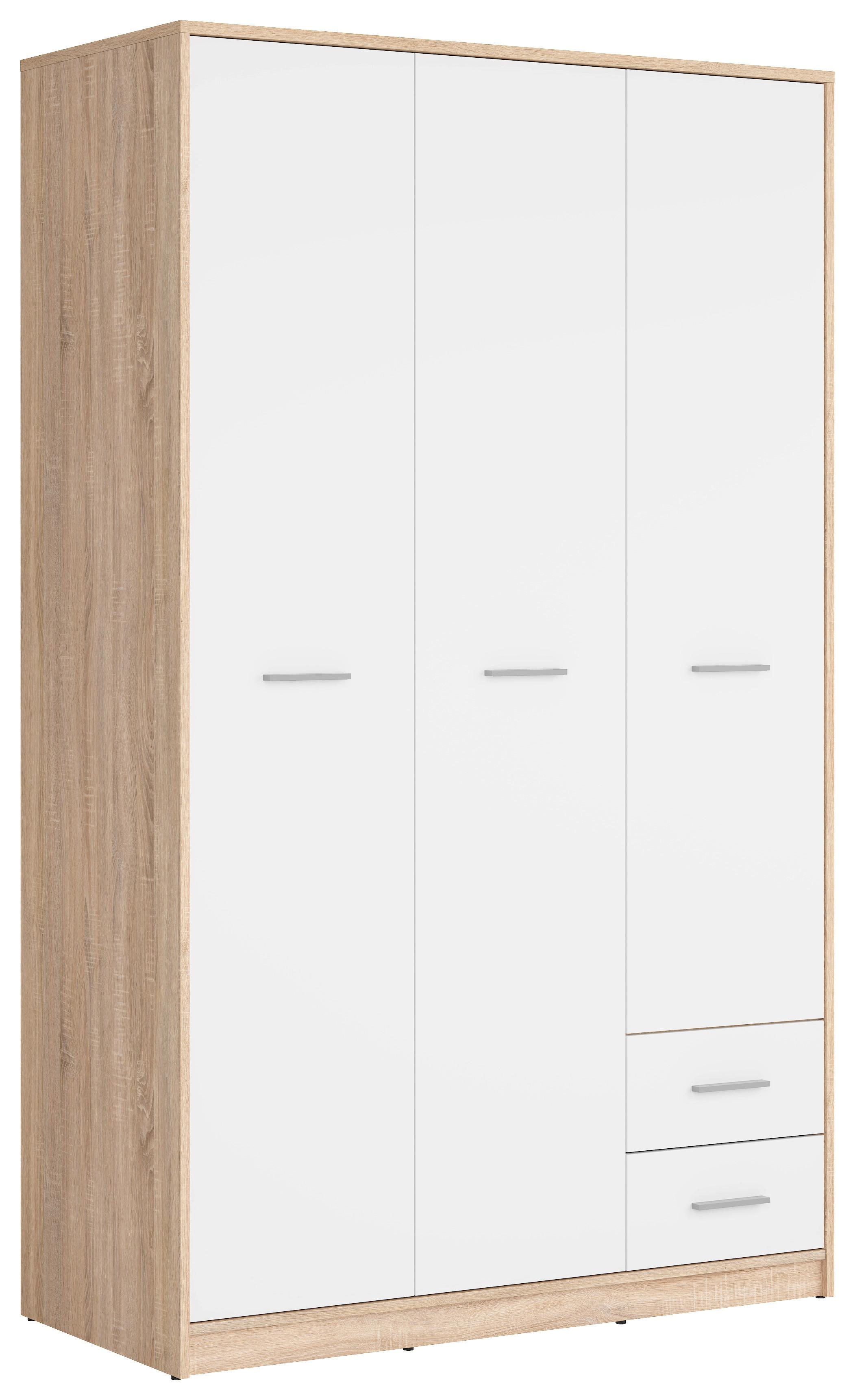 Drehtürenschrank Nepo Plus - Weiß/Sonoma Eiche, MODERN, Holzwerkstoff (118,5/197/54,5cm) - MID.YOU