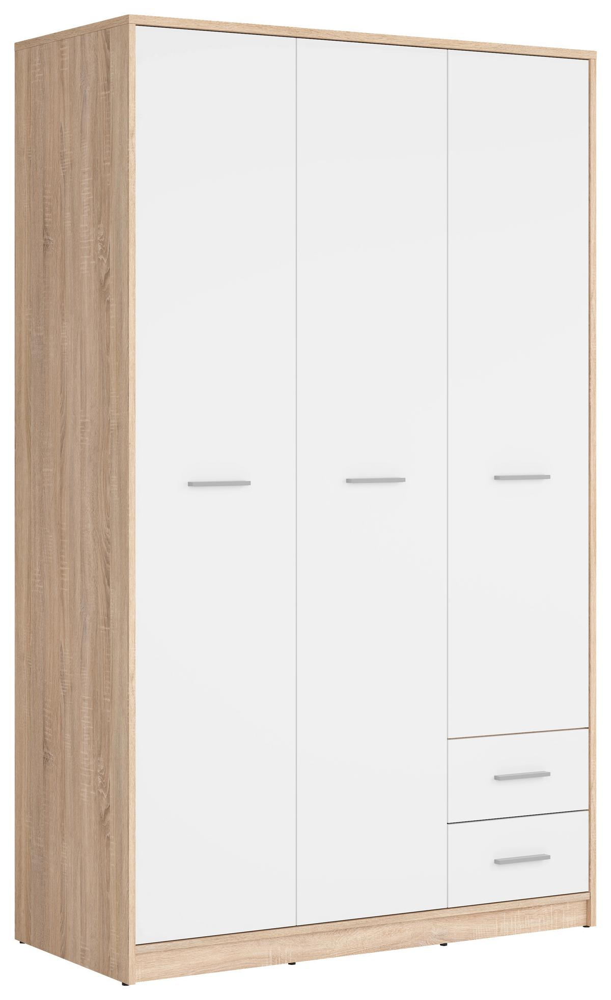 Drehtürenschrank Nepo Plus - Weiß/Sonoma Eiche, MODERN, Holzwerkstoff (118,5/197/54,5cm) - MID.YOU