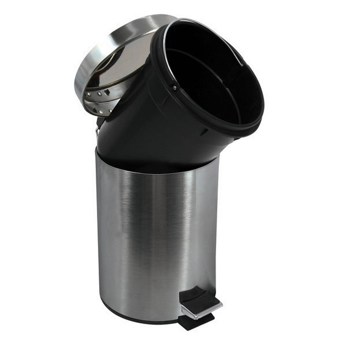 Kosmetikeimer Unis 5l Silber Metall DxH 20,5x27,7 cm - Silberfarben/Schwarz, Basics, Kunststoff/Metall (20,5/27,7cm)