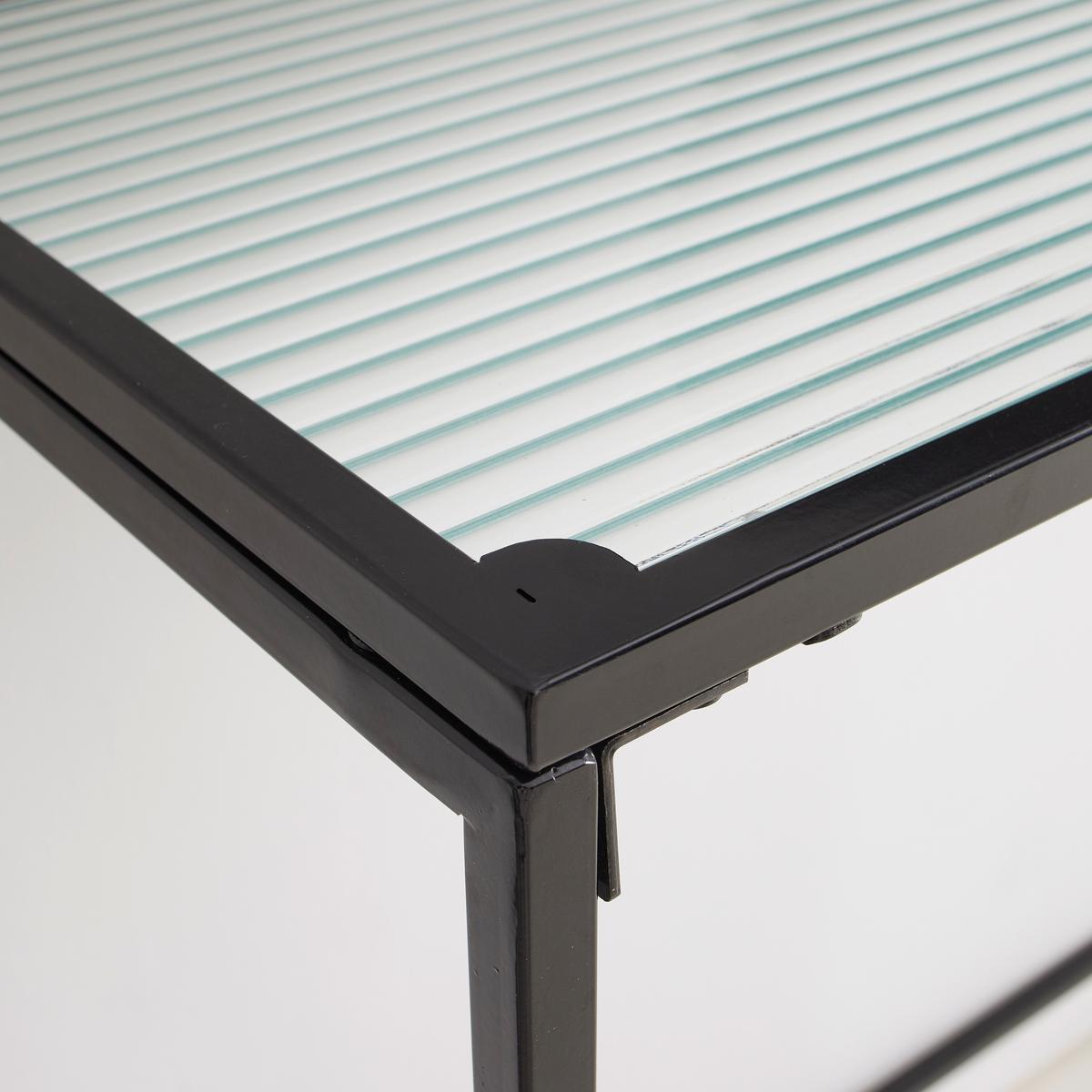 Konzolový stolek SHINE -EXKLUSIV- - černá/průhledné, Moderní, kov/sklo (80/70/30cm)