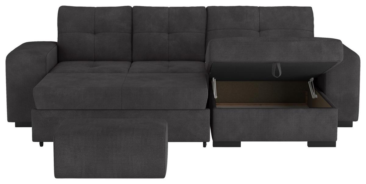 Eckschlafsofa Mattina Schwarz S: 268x156 Cm - Schwarz, MODERN, Textil (268/156cm) - MID.YOU