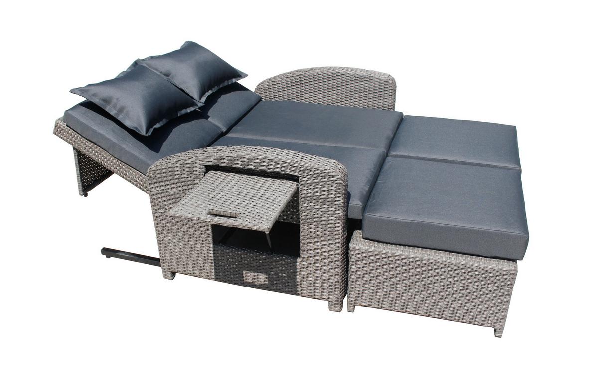 Loungesofa Nizza - Schwarz, Basics, Kunststoff/Textil - Gardenson