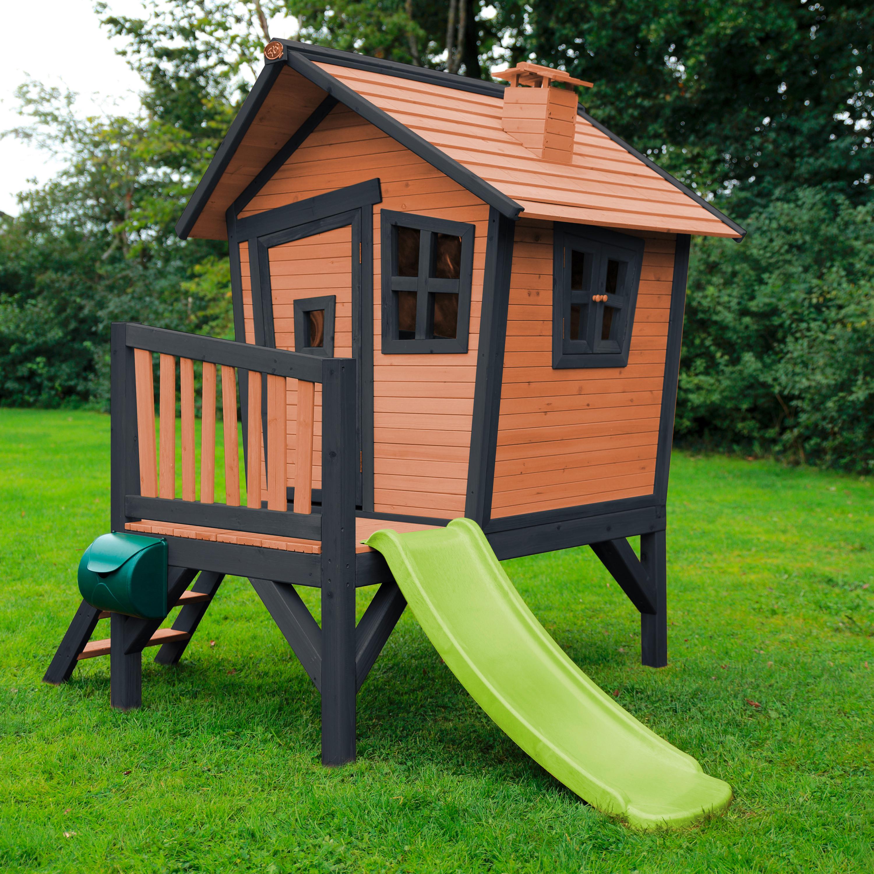 Spielhaus Natur, Limette L: 177 B: 264 H: 203 - Anthrazit/Limette, LIFESTYLE, Holz/Kunststoff (177/264/203cm)