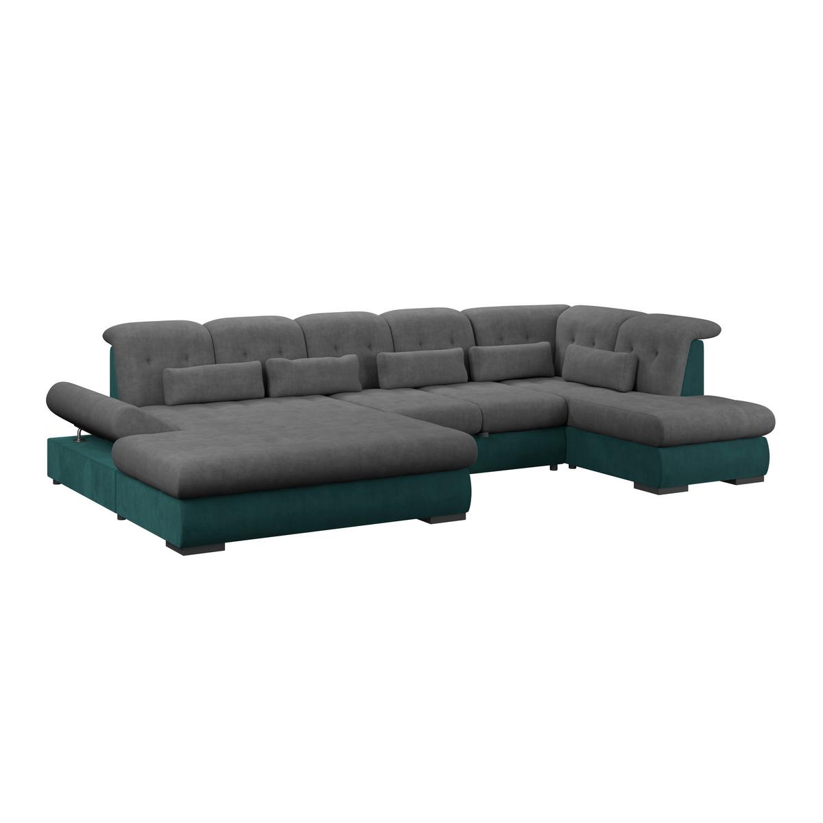 Wohnlandschaft Madera Anthrazit S: 358x212 cm - Türkis/Anthrazit, KONVENTIONELL, Kunststoff/Textil (190/358/212cm)
