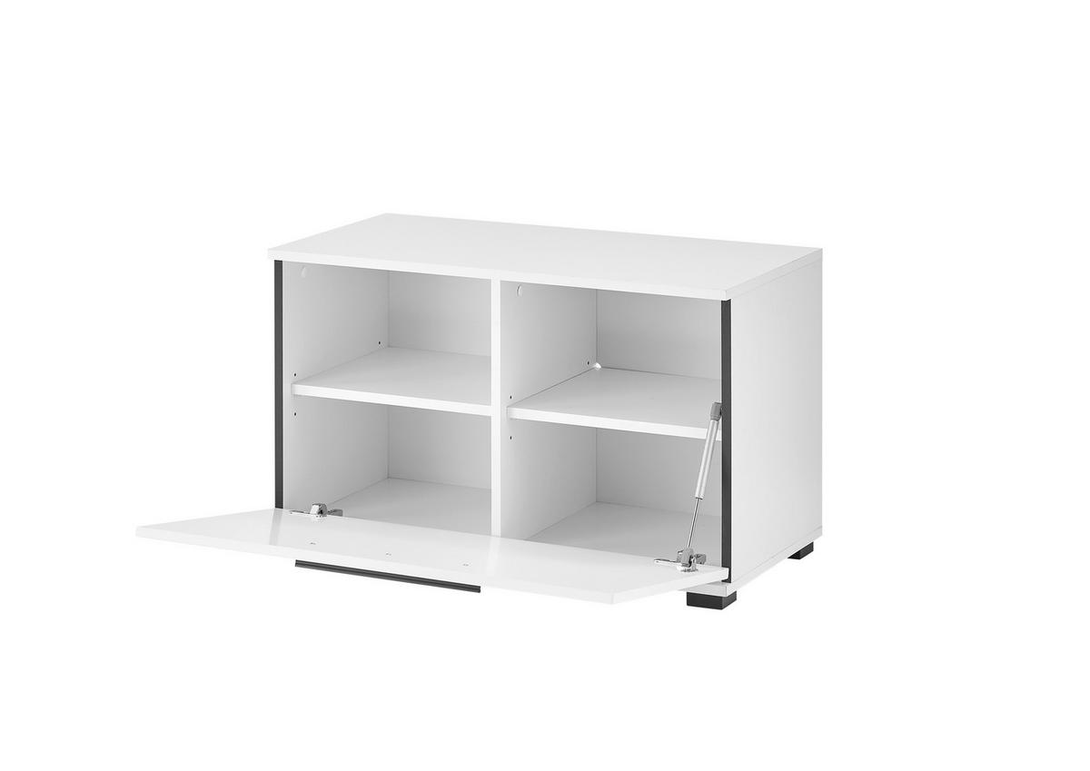 Garderobenbank Cantara Weiß/Weiß HG B: 80cm - Weiß Hochglanz/Schwarz, MODERN, Holzwerkstoff (80/50/42cm) - MID.YOU