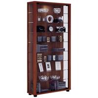 Vitrine Lumo Maxi Nussbaumfarben - Nussbaumfarben/Schwarz, Design, Glas/Holzwerkstoff (59/113/18cm) - MID.YOU