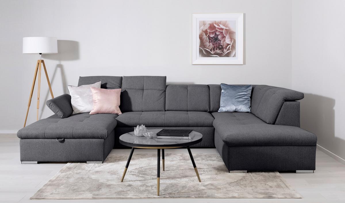 Wohnlandschaft Ramzes Dunkelgrau U: 173x328x215 cm - Dunkelgrau/Grau, Design, Textil (173/328/215cm) - MID.YOU