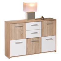 Kommode B 115cm Elvezia, Sonoma Eiche/Weiß - Weiß/Sonoma Eiche, Basics, Holzwerkstoff (115/77/30cm) - MID.YOU