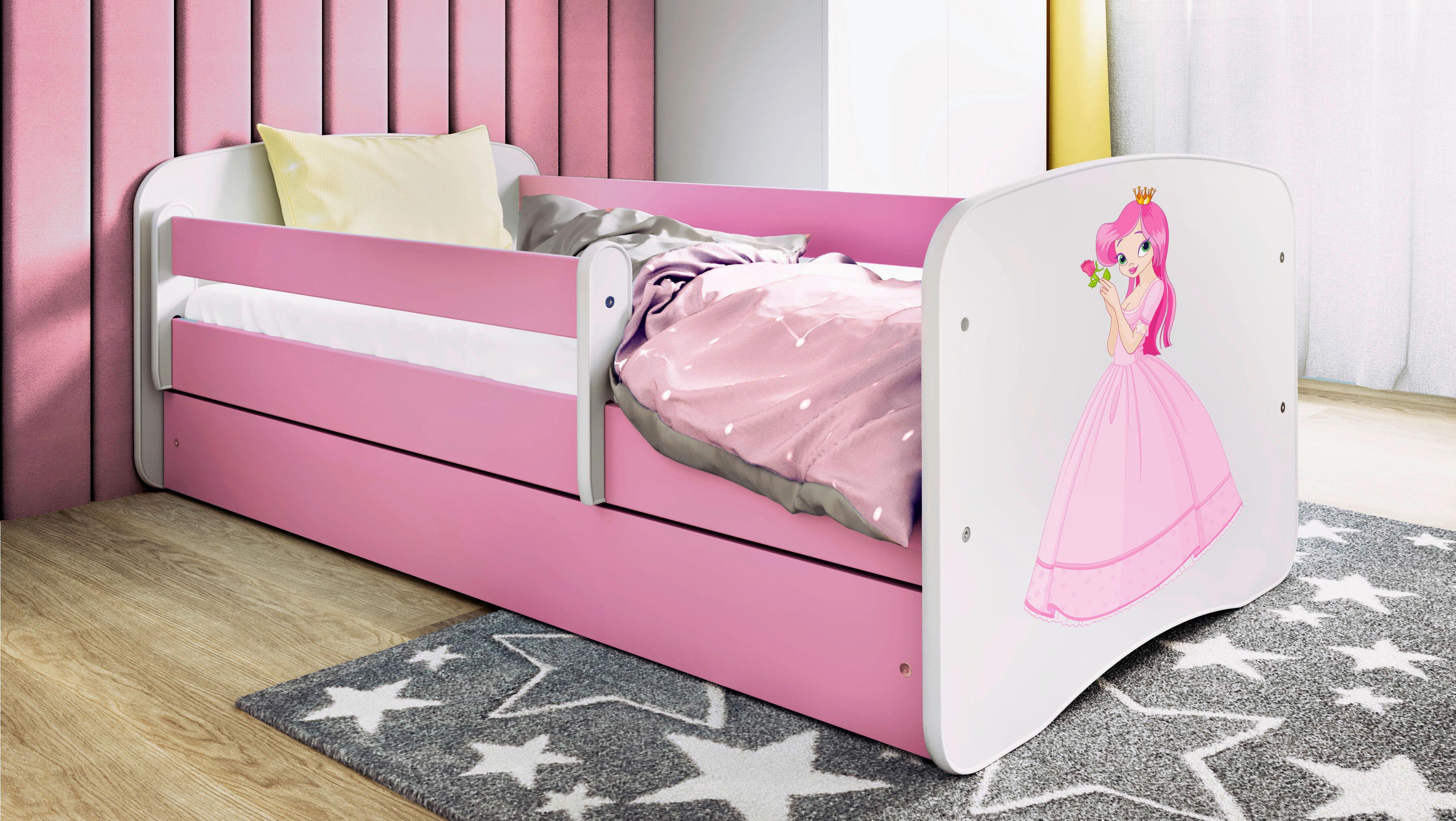 Kinder-/Juniorbett Babydreams inkl. Matratze 80x160 - Pink/Birkefarben, MODERN, Holz/Holzwerkstoff (80/160cm) - MID.YOU