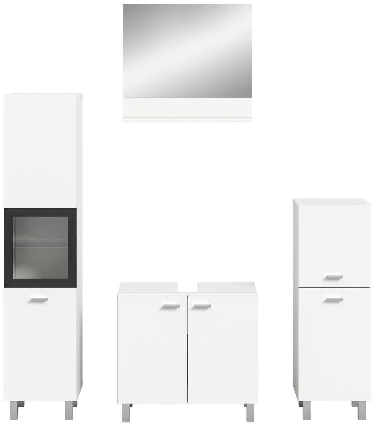 Badezimmer Boston Weiß B: 117 Cm - Silberfarben/Weiß, MODERN, Glas/Holzwerkstoff (117cm) - MID.YOU