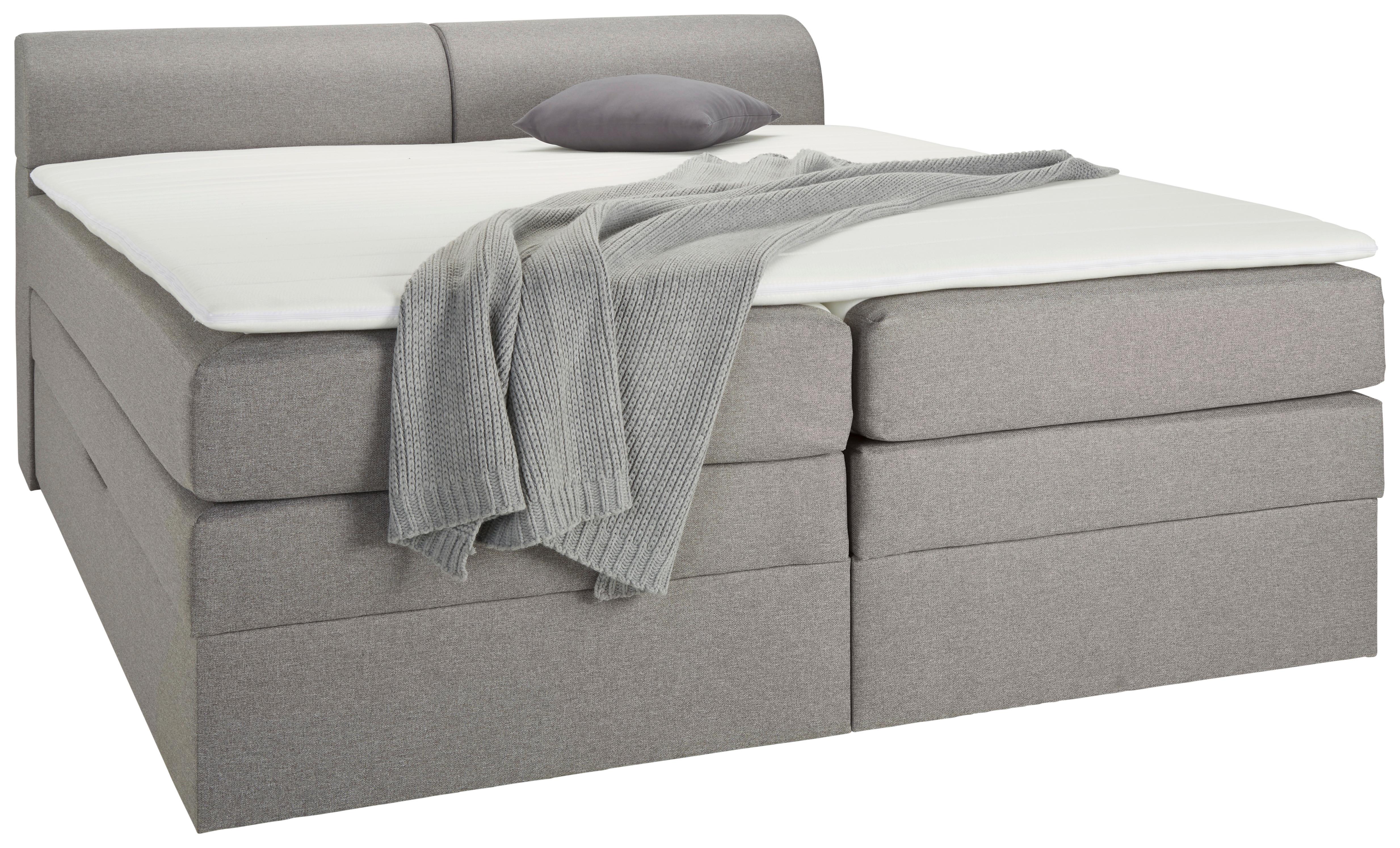 Boxspring postel FLEXI s úložným prostorem, 180x200 - šedá/černá, Konvenční, textil/plast (180/200cm) - Based