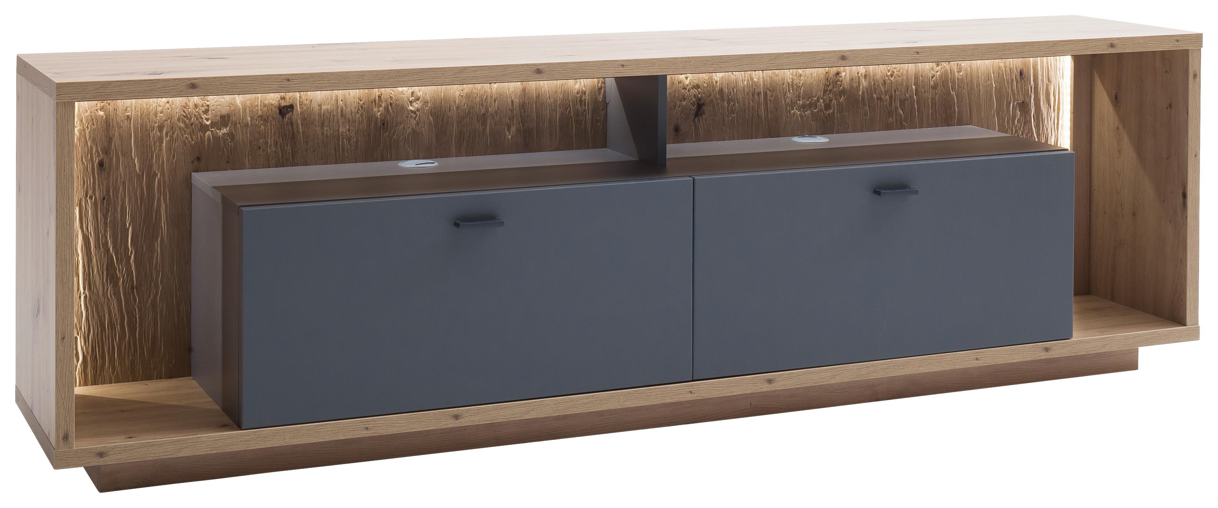 TV-Element Lizzano B: 205 cm Grau/Eiche Dekor - Eichefarben/Grau, Design, Holzwerkstoff (205/63/40cm) - MID.YOU