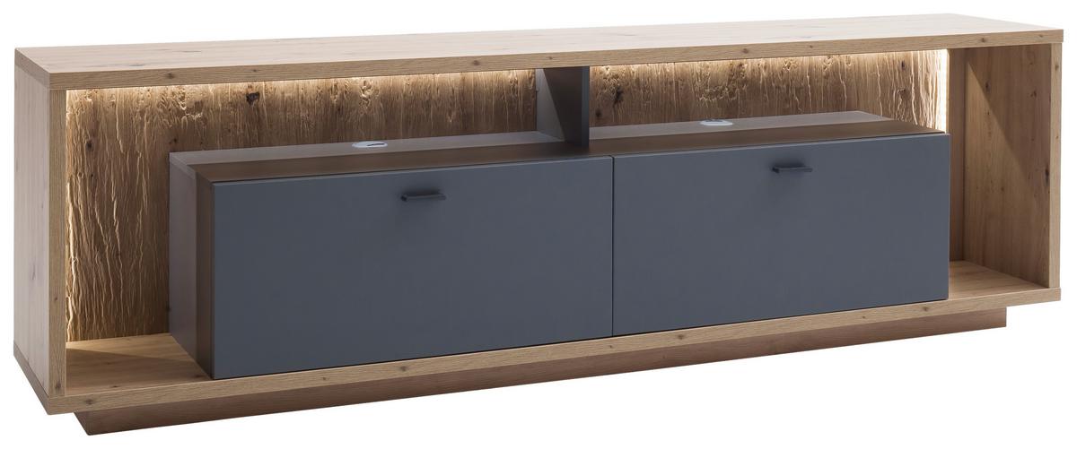 TV-Element Lizzano B: 205 cm Grau/Eiche Dekor - Eichefarben/Grau, Design, Holzwerkstoff (205/63/40cm) - MID.YOU