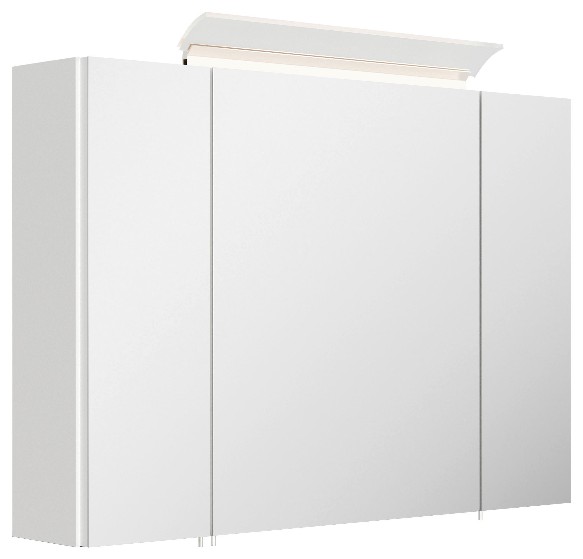 Spiegelschrank Weiß Hochglanz B: 90 cm - Weiß Hochglanz, MODERN, Glas/Holzwerkstoff (90/62/17cm) - MID.YOU