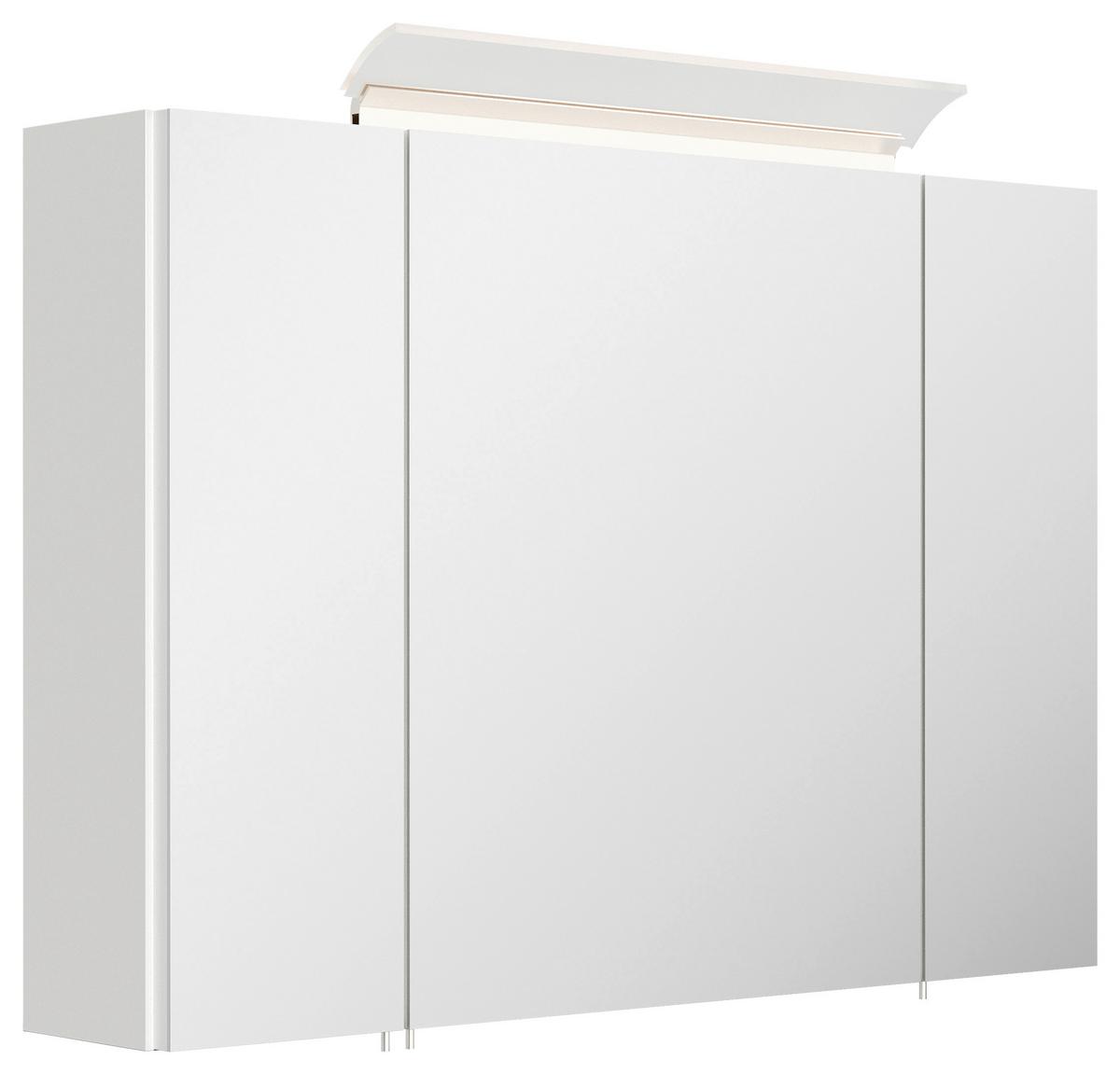 Spiegelschrank Weiß Hochglanz B: 90 cm - Weiß Hochglanz, MODERN, Glas/Holzwerkstoff (90/62/17cm) - MID.YOU