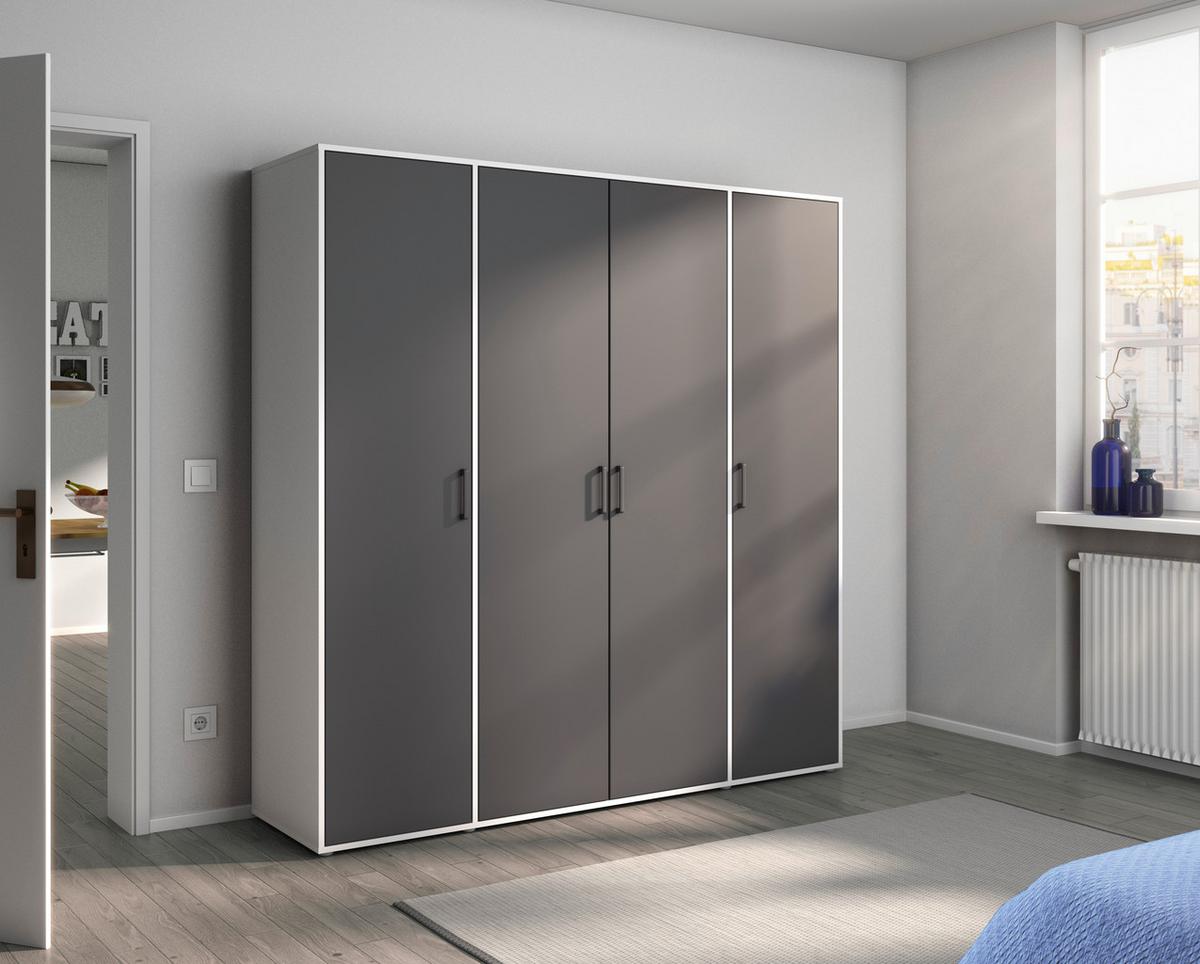 Drehtürenschrank Voyager Weiß,grau B: 187 cm - Weiß/Grau, MODERN, Holzwerkstoff (187/194/53cm) - Rauch Möbel