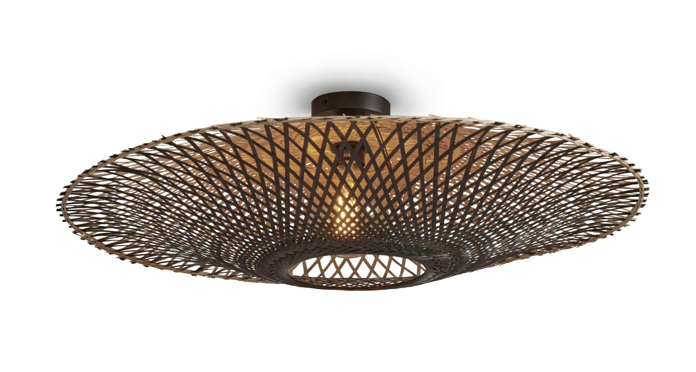 Deckenleuchte Kalimantan Naturfarben/Schwarz D: 87 cm - Schwarz/Naturfarben, Trend (87/20cm) - Good & Mojo