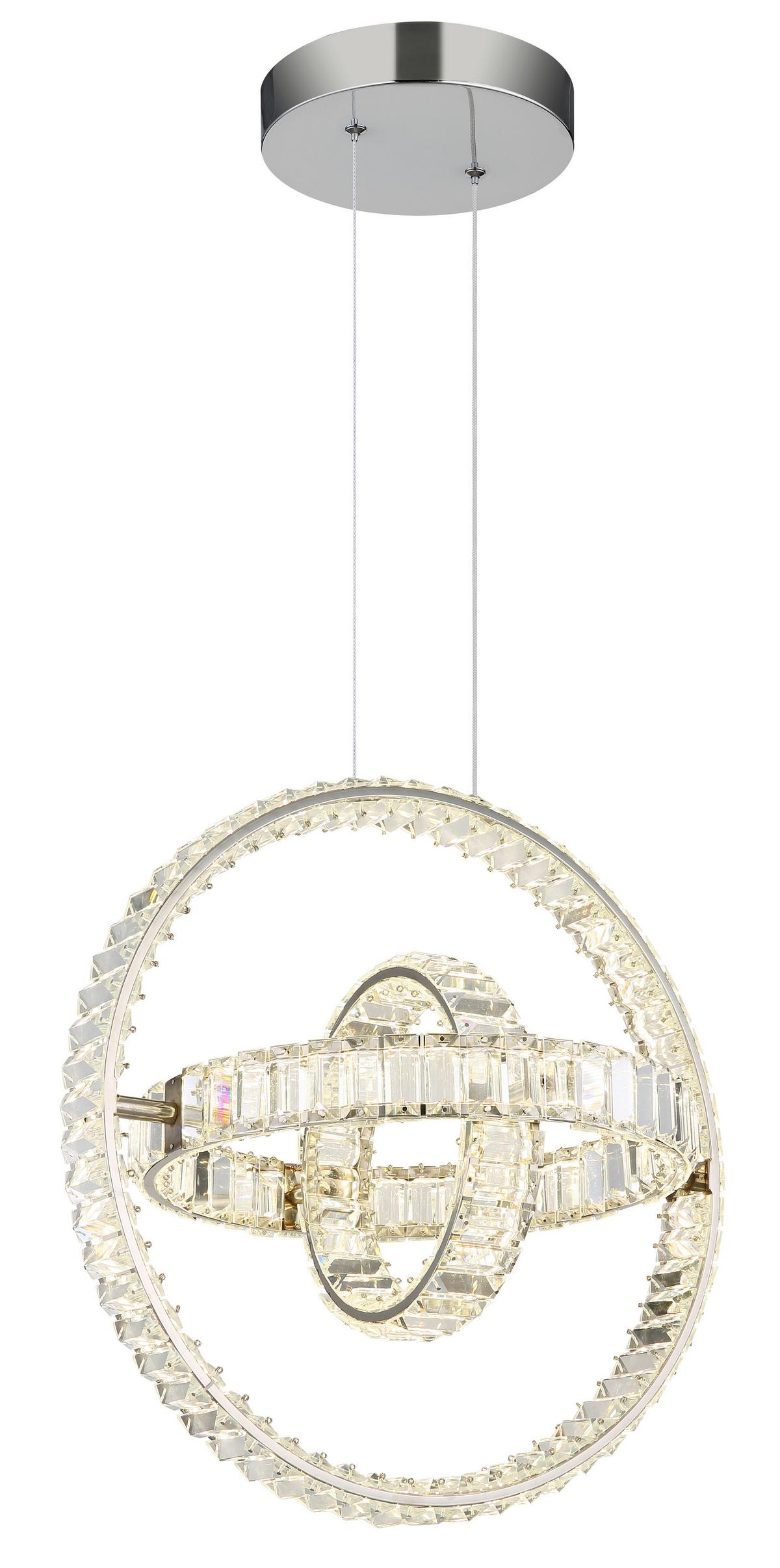 Hängeleuchte Neil Kristallglas - Klar/Chromfarben, Design, Glas/Metall (50/40/120cm) - Globo