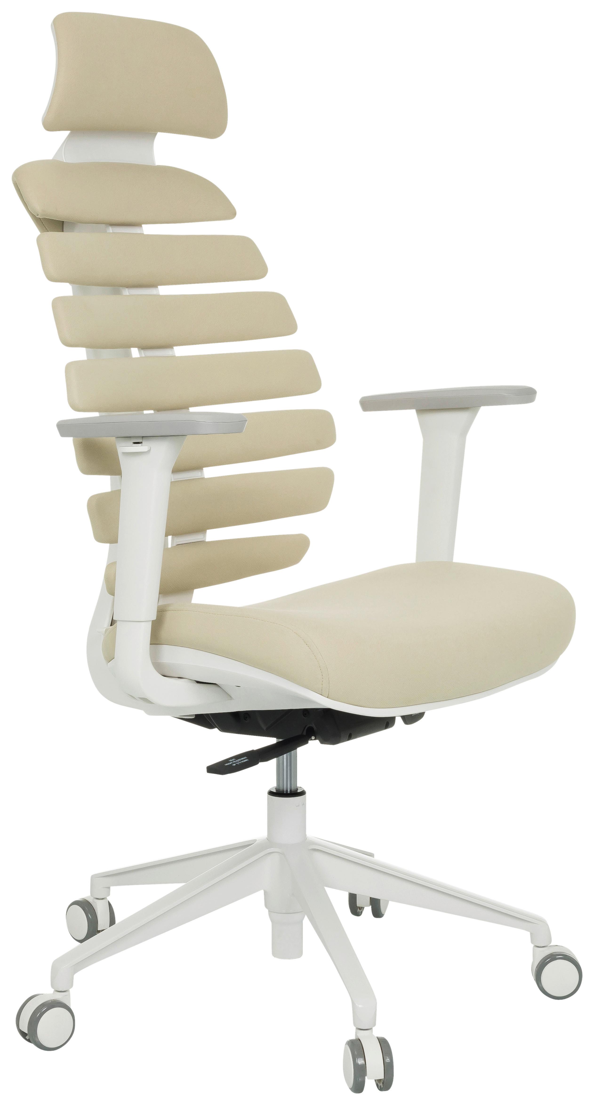 Drehstuhl Ergo Line W Beige B: 67 Cm - Beige/Weiß, MODERN, Kunststoff/Textil (67/116 - 133/65cm) - MID.YOU