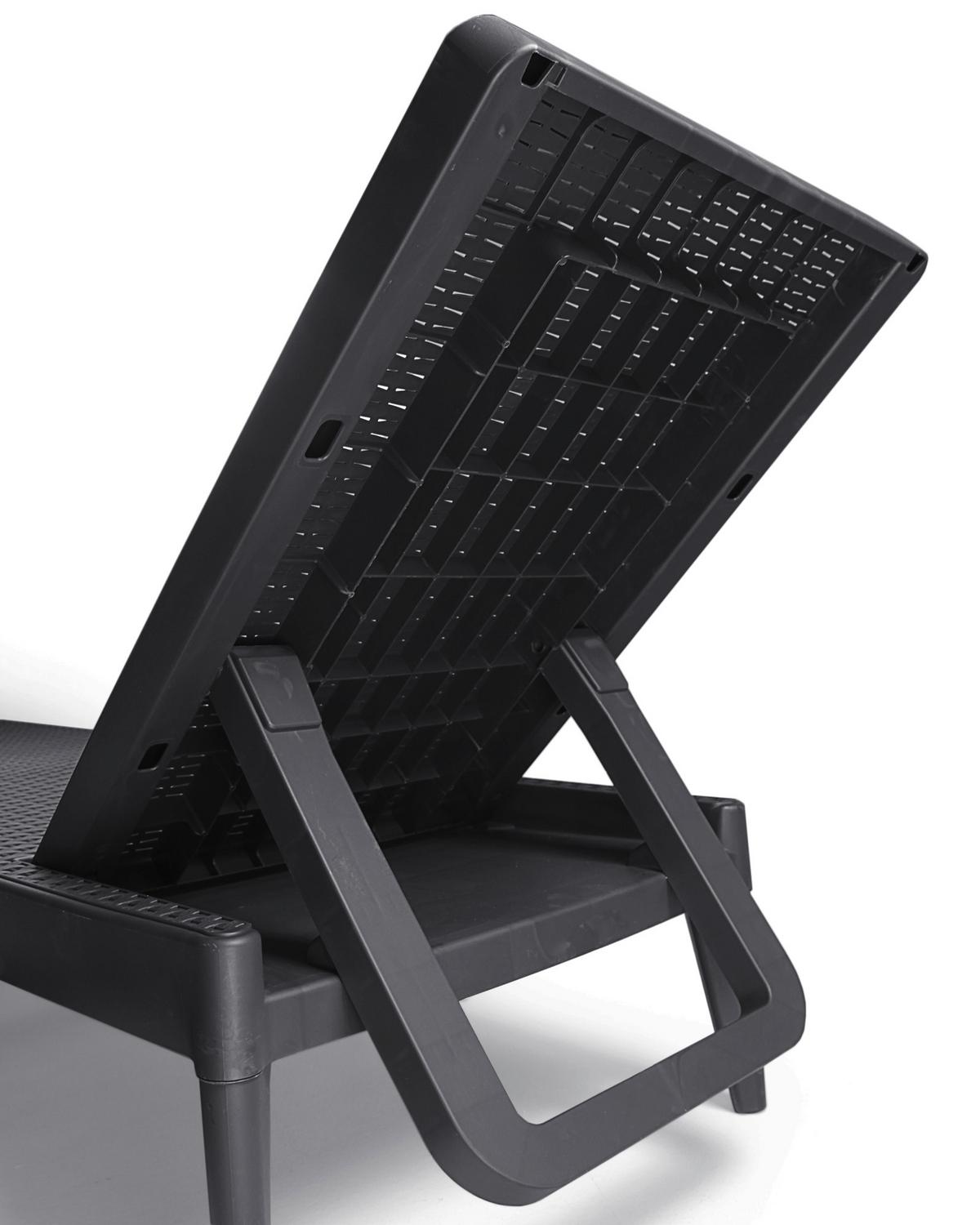 Sonnenliege Milan Anthrazit Rückenlehne verstellbar - Anthrazit, Basics, Kunststoff (183/28,5/57cm)