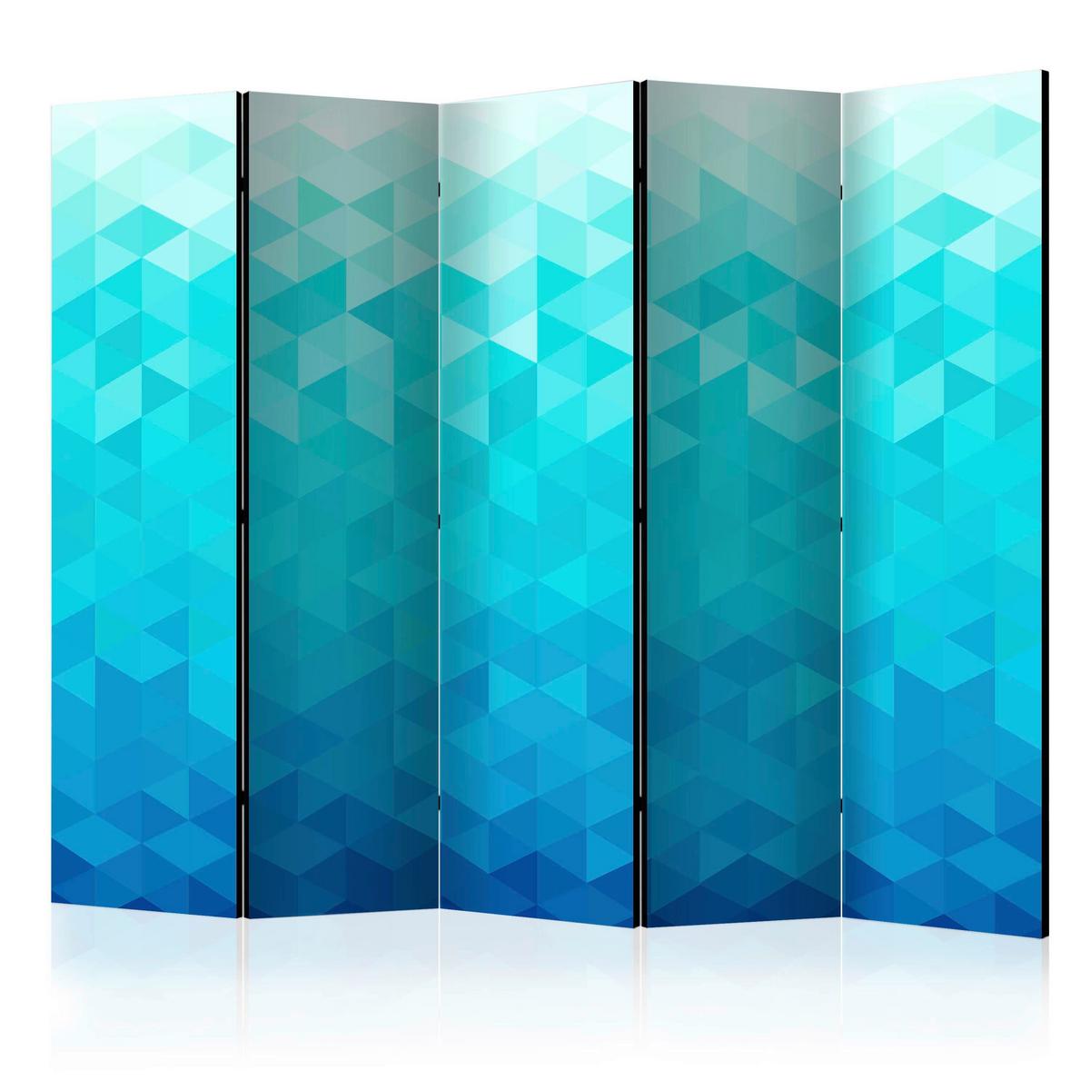 Paravent Blau Hellblau B: 225 cm - Blau/Hellblau, Basics, Holz/Kunststoff (225/172/3cm) - artgeist