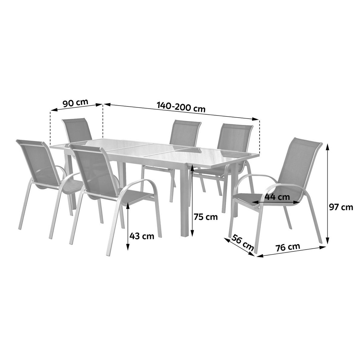 Loungegarnitur Amalfi 7-tlg Aus Aluminium - Blau/Silberfarben, MODERN, Textil/Metall - Gardenson