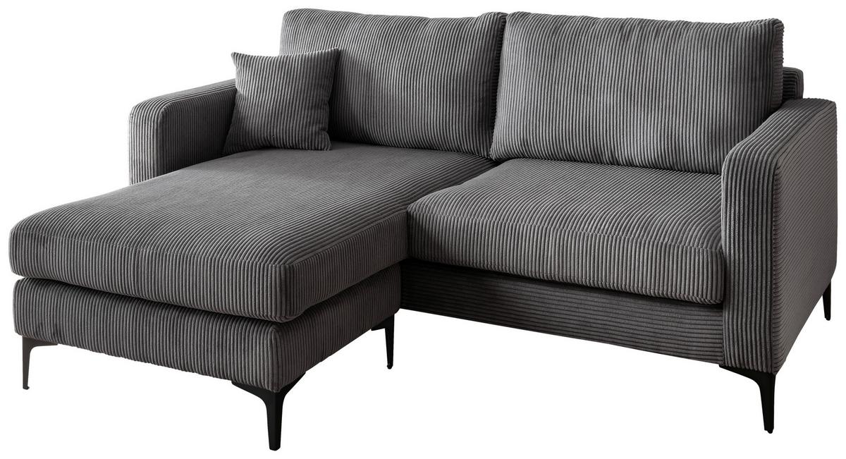 Ecksofa Eliza Grau S: 204x153 cm - Schwarz/Grau, Basics, Textil (204/153cm) - Livetastic