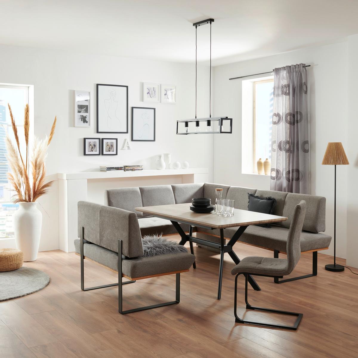 Eckbank Dunkelgrau/Schwarz Tristan 175x225 cm - Schwarz/Grau, MODERN, Holz/Textil (175/225cm) - James Wood