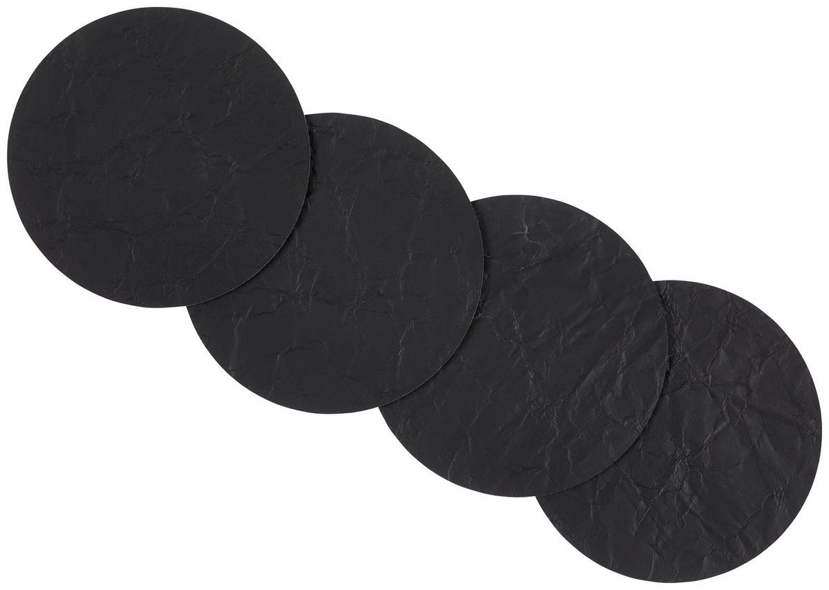 Poháralátét Szett 4 Darabos - fekete/fehér, Modern, műanyag (10cm)