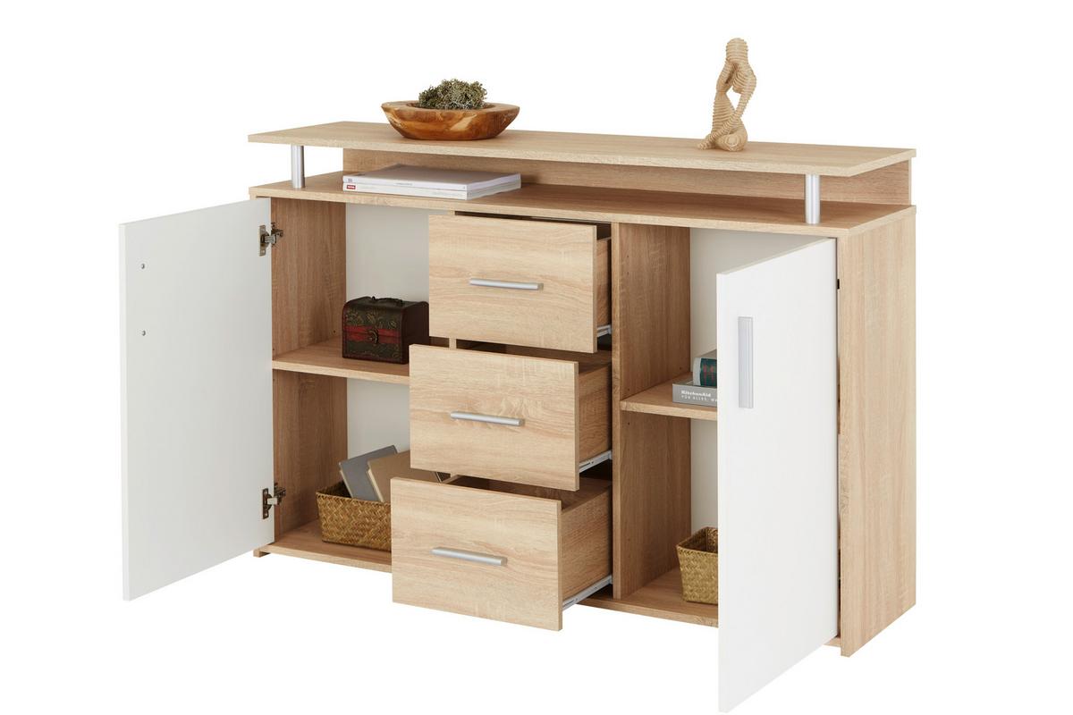 Komód Drift 132/88 Cm *top Ár* - tölgyfa színű/fehér, Modern, faalapú anyag (132/88/34,6cm) - Best Price