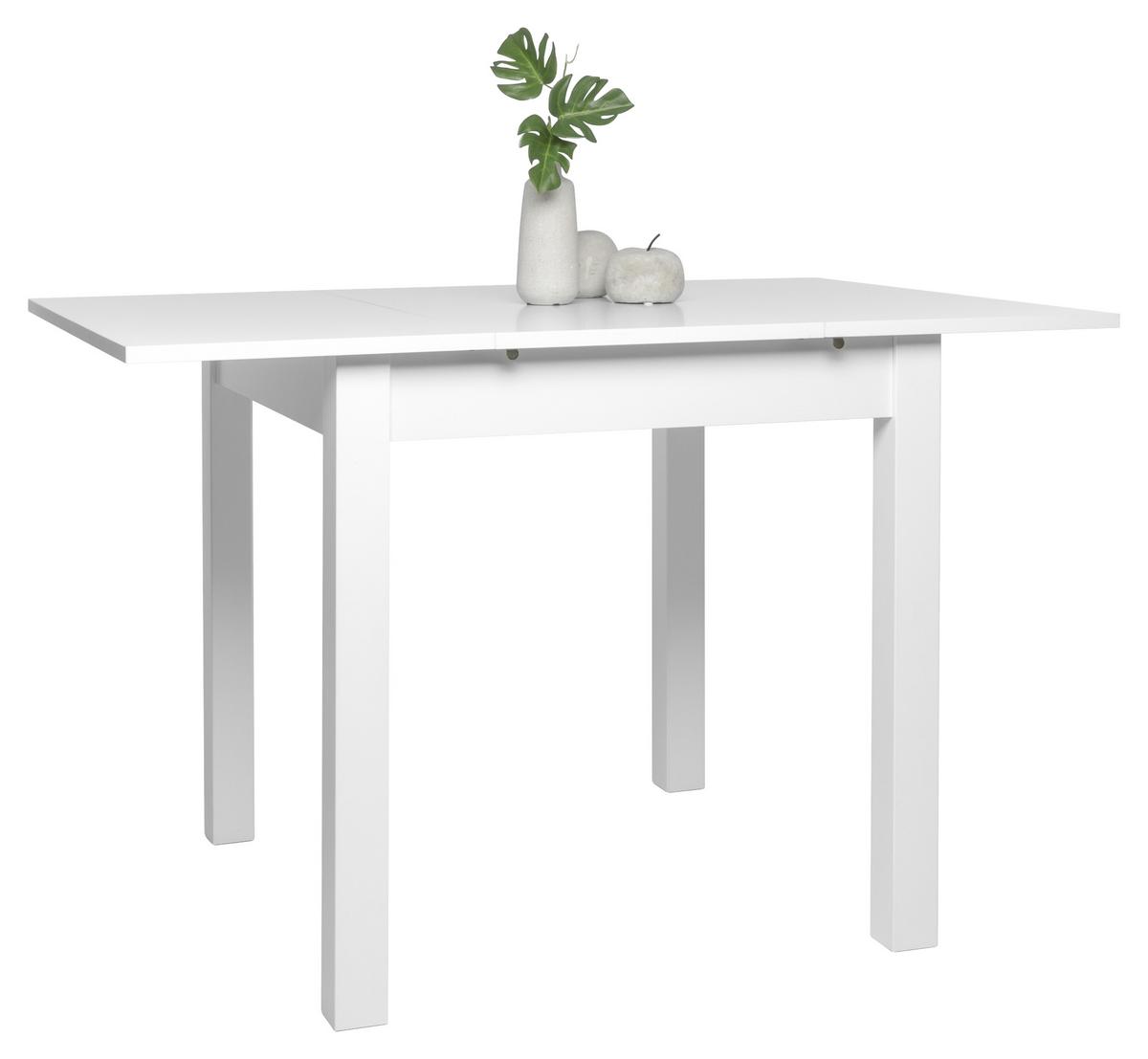 Esstisch ausziehbar Coburg 80-120x80 cm Weiß - Weiß, Design, Holzwerkstoff (80/80/76,5cm) - MID.YOU
