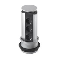 Einbausteckdose Evoline Port Edelstahl Silberfarben 3-Fach - Silberfarben, Metall (91/59/43cm)
