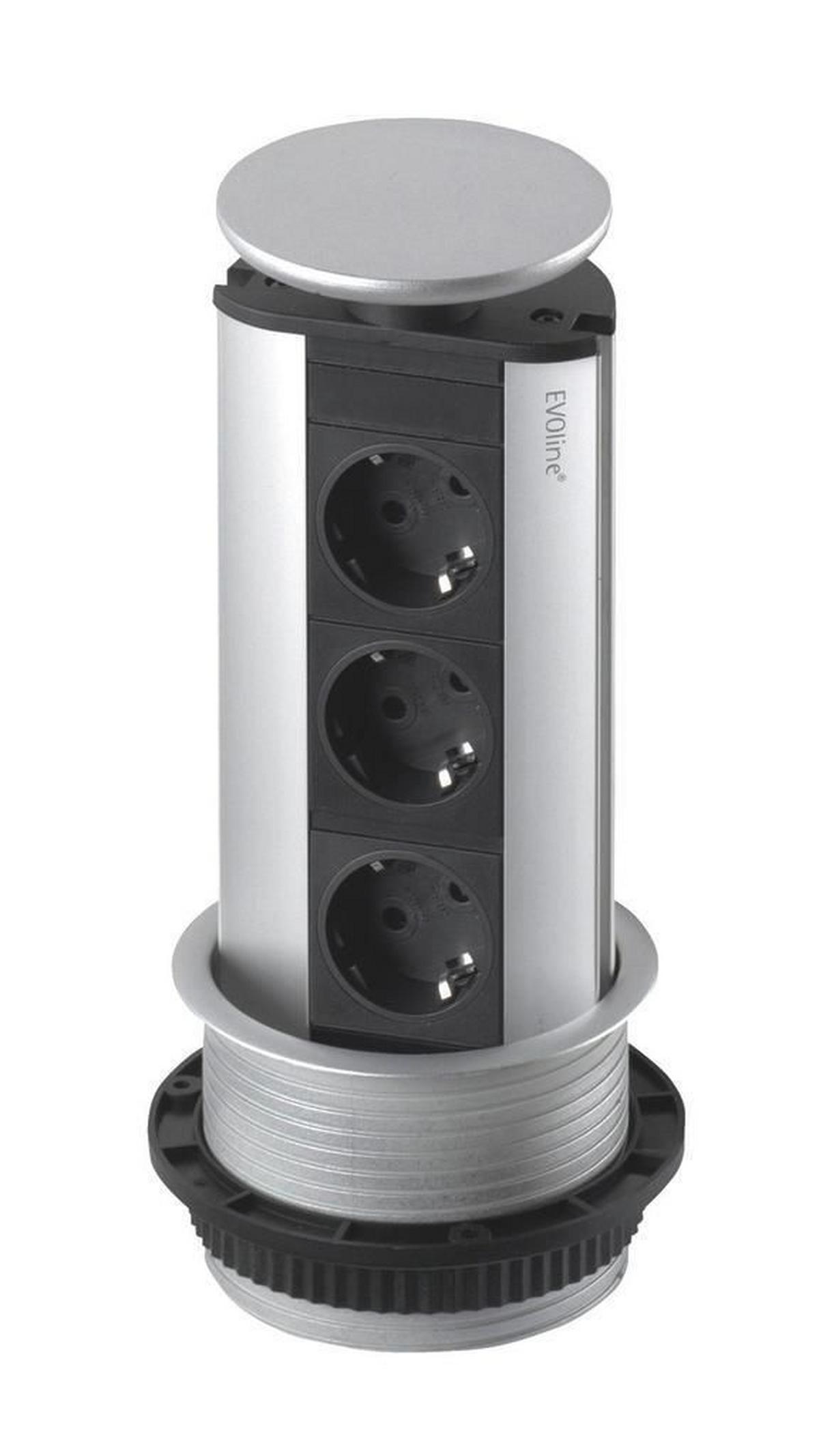 Einbausteckdose Evoline Port Edelstahl Silberfarben 3-Fach - Silberfarben, Metall (91/59/43cm)