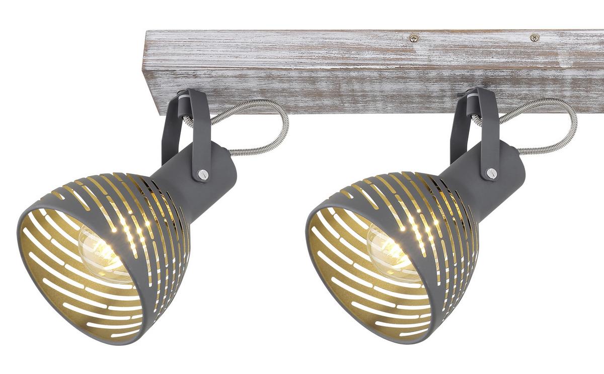 Strahler 3-Flammig verstellbar L: 54 cm - Blau/Naturfarben, Basics, Holz/Metall (54/12,5/25cm) - Globo