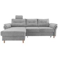 Ecksofa Brizzini mit Schlaf- Funktion, Silberfarben,176x250 - Silberfarben/Naturfarben, MODERN, Textil (176/250cm) - Livetastic
